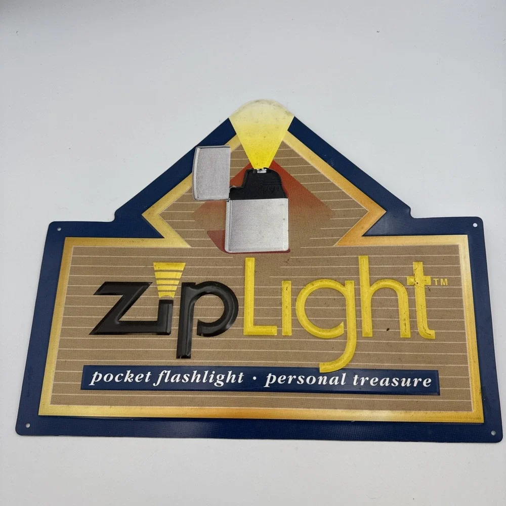 Vintage Zip Light Metal Sign 15